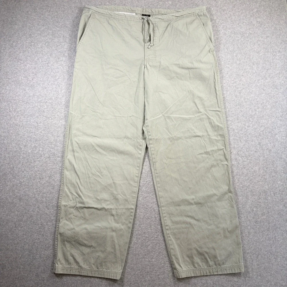 Vintage Nike Pants Mens Medium Beige Drawstring Loose Fit Wide Leg Cotton Casual